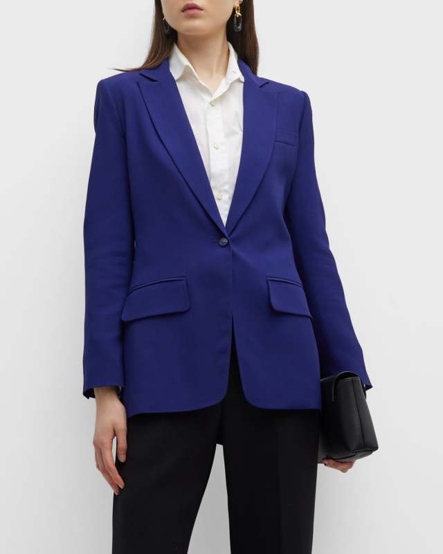 Notched-Collar Single-Button Blazer